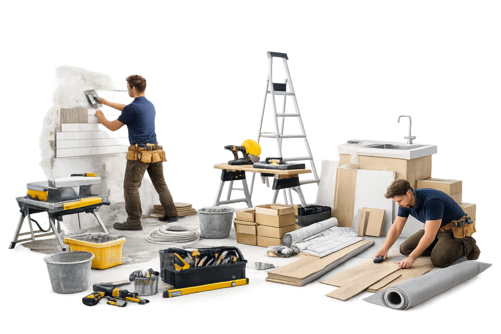 Property refurbishment and upgrade works being carried out in a Nottingham rental property